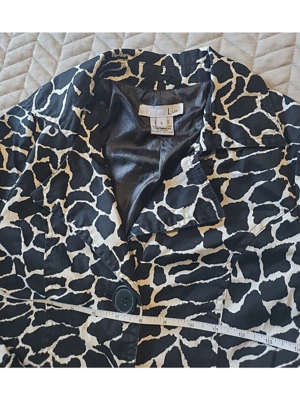 Luii Animal Print Jacket Small Tie Front Safari Chic Peplum Lightweight Coat - Picture 8 of 16